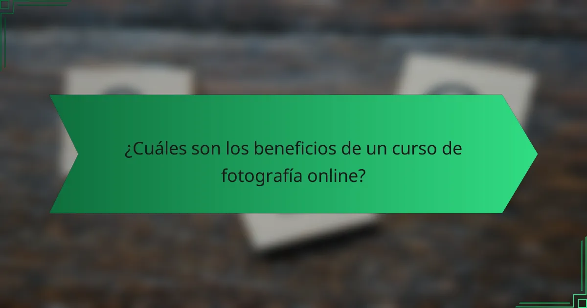 ¿Cuáles son los beneficios de un curso de fotografía online?