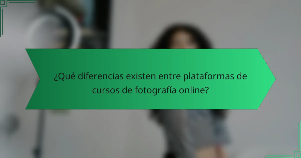 ¿Qué diferencias existen entre plataformas de cursos de fotografía online?