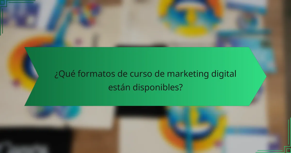¿Qué formatos de curso de marketing digital están disponibles?